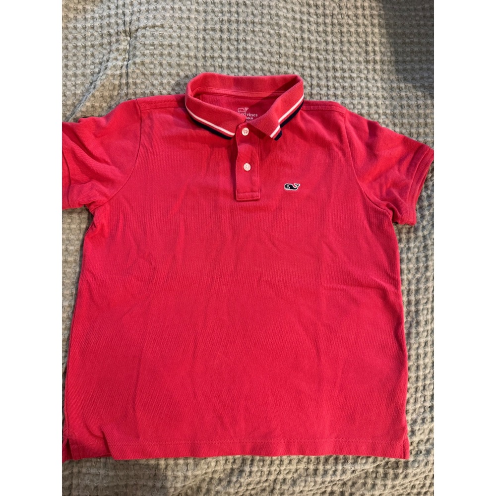 Vineyard Vines Boys Red Heritage Polo Shirt Size S 8-10 Cotton Tipped Collar